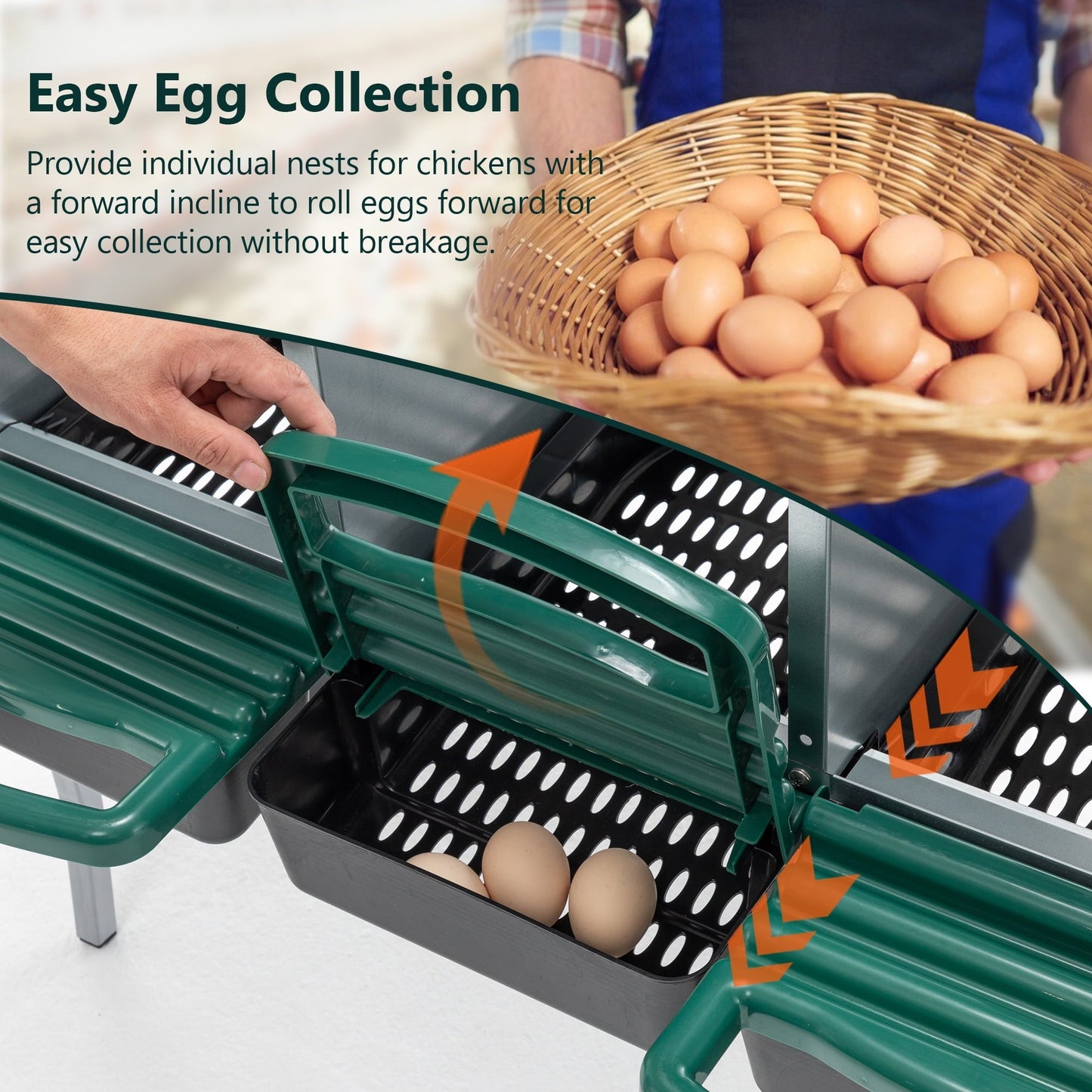 Nesting Boxes for Chickens, 3 Holes Chicken Nesting Boxes with Legs, Chicken Laying Box with Lid Cover, for Outdoor Chicken Coop Farm Yard, Rreen