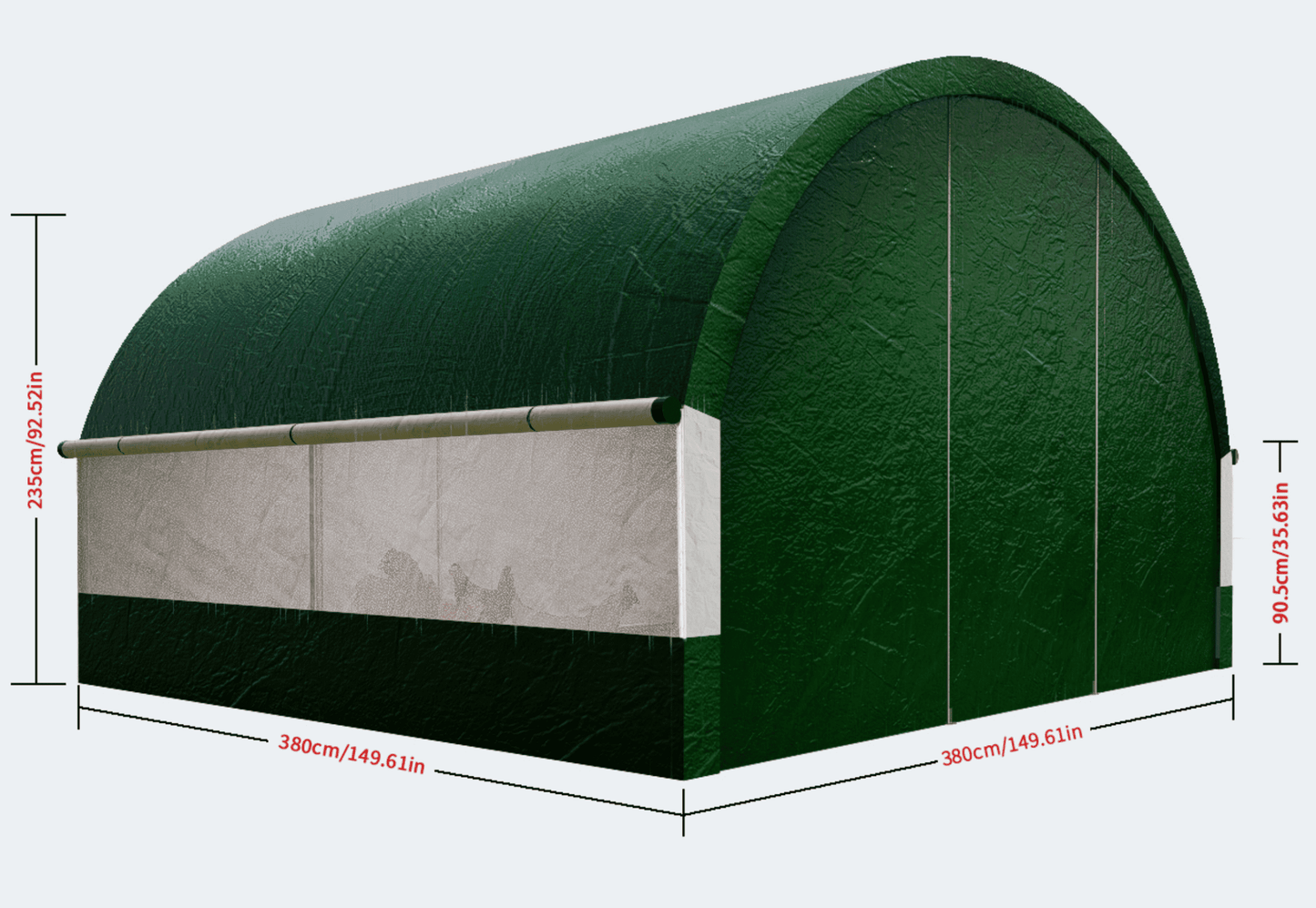 Chery Industrial Large Chicken Coop Metal Chicken Run Dome Shape Walk-in Fence, 12.4 ft ×12.4 ft