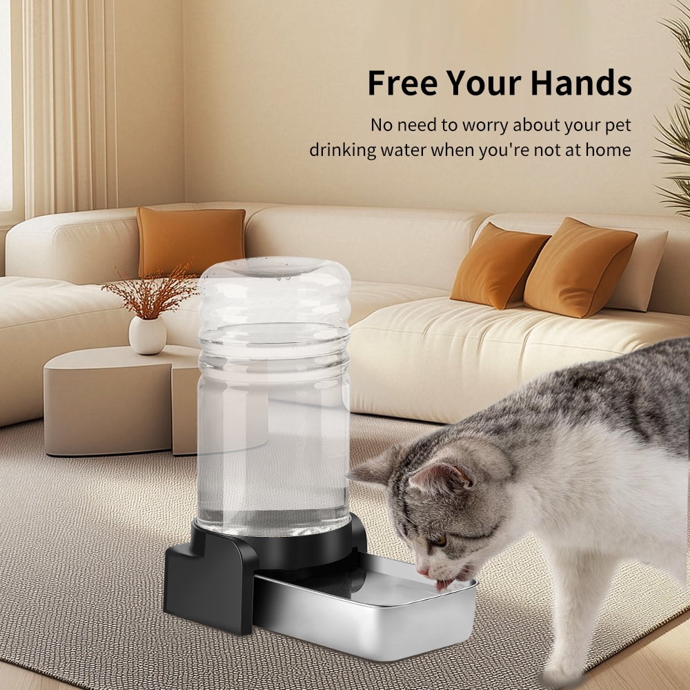 Marchul 2.3 Gallon Automatic Pet Waterer, Gravity Stainless Steel with 3 Replacement Filters for Dogs, 100% BPA Free, Large Capacity, 8.6L
