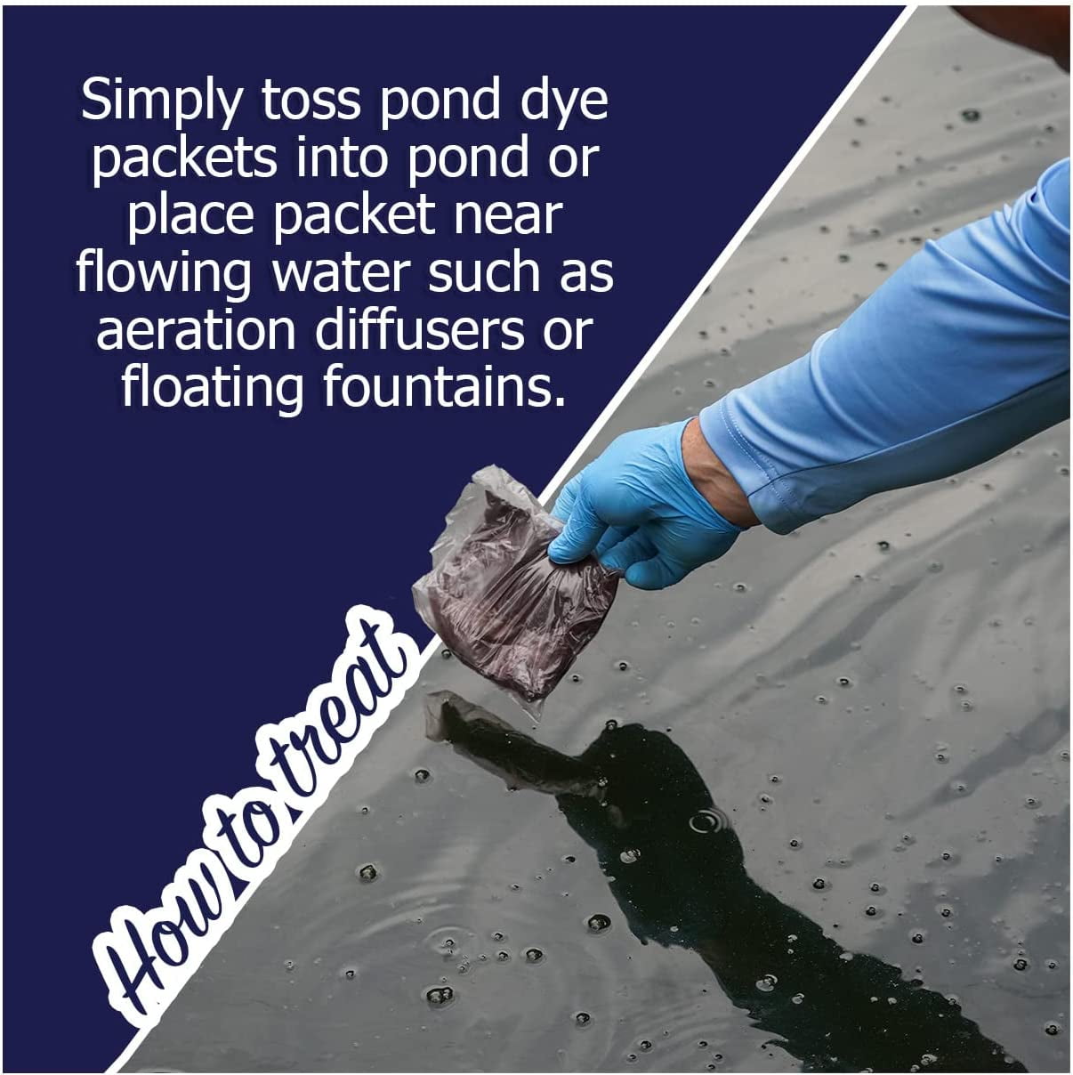 Midnight Blue Pond Dye Packets - 6 water soluble packs of Lake Dye Treatment