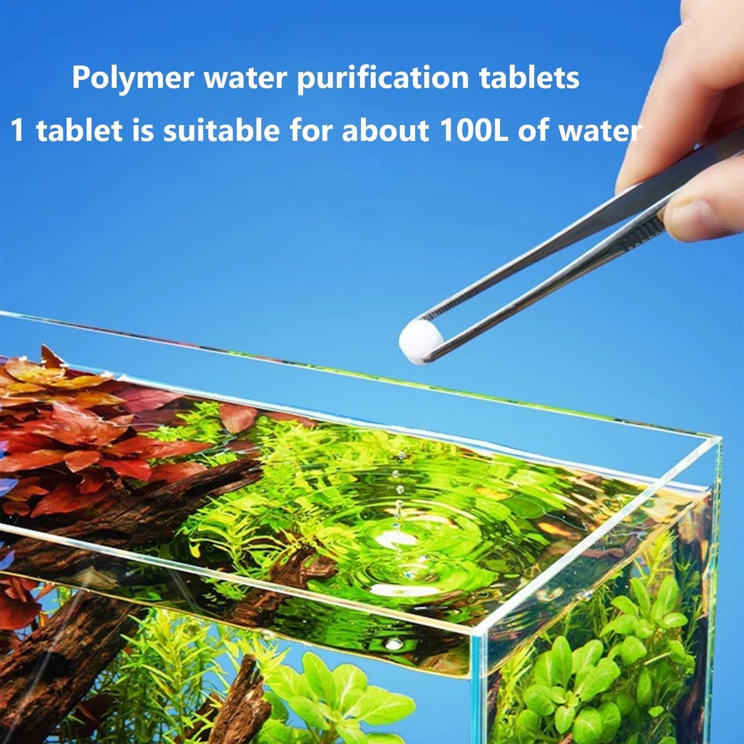 Polymer Water Purification Tablets for Fish Tanks - Fast Acting Water Clarifier, Removes Impurities & Odors, Safe for All Fish, Long-Lasting Clean, Easy to Use for Freshwater & Saltwater Aquariums