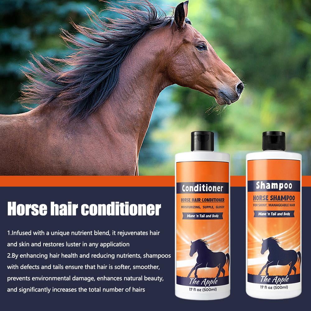 17 fl oz Natural Horse Fur Cleaner & Conditioner, Horse Shampoo, Gentle Cleaning Moisturizing Formula for Deodorizing Shiny Healthy Coat, Ideal for Horse Owners Pet Groomers