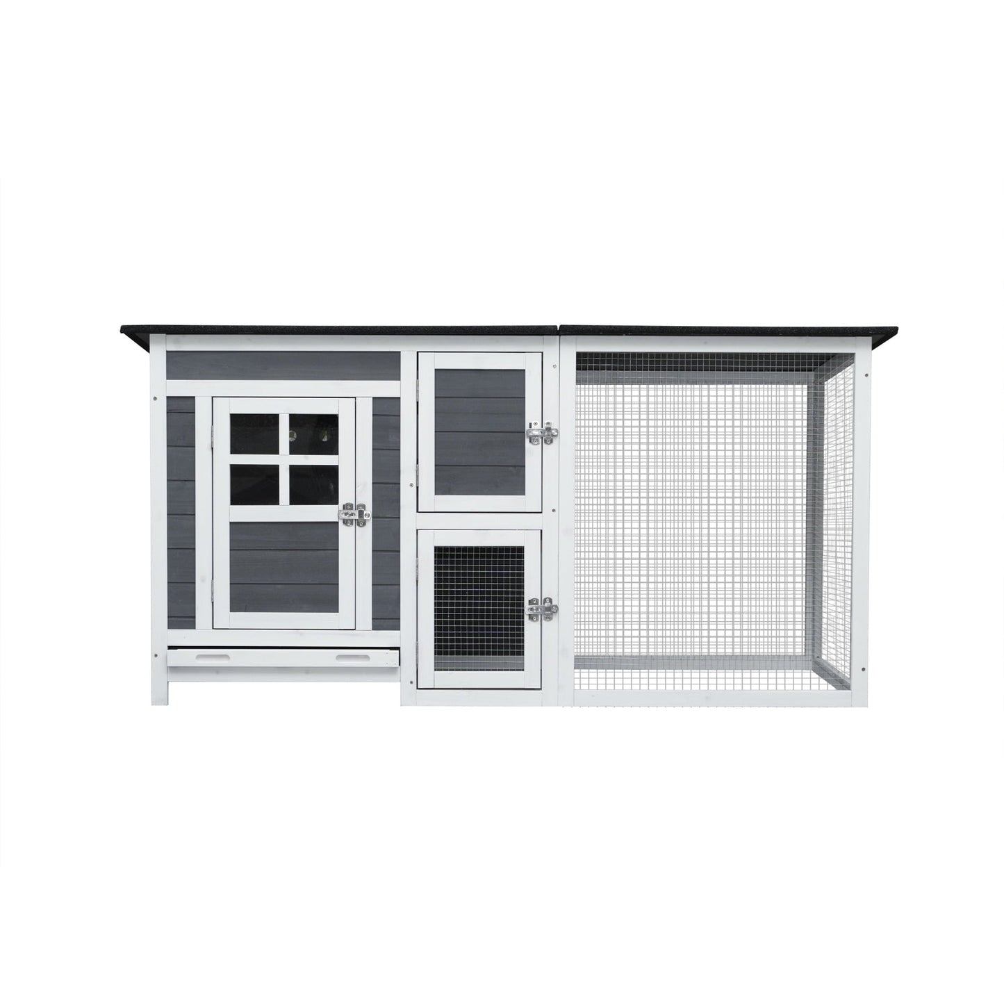 Outdoor Chicken Coop with Run Cage for 3-4 Chickens, Wooden Hen House with Nesting Box & Pull-Out Tray, Weatherproof & Predator-Resistant Poultry Hutch for Rabbits Ducks Backyard Pets