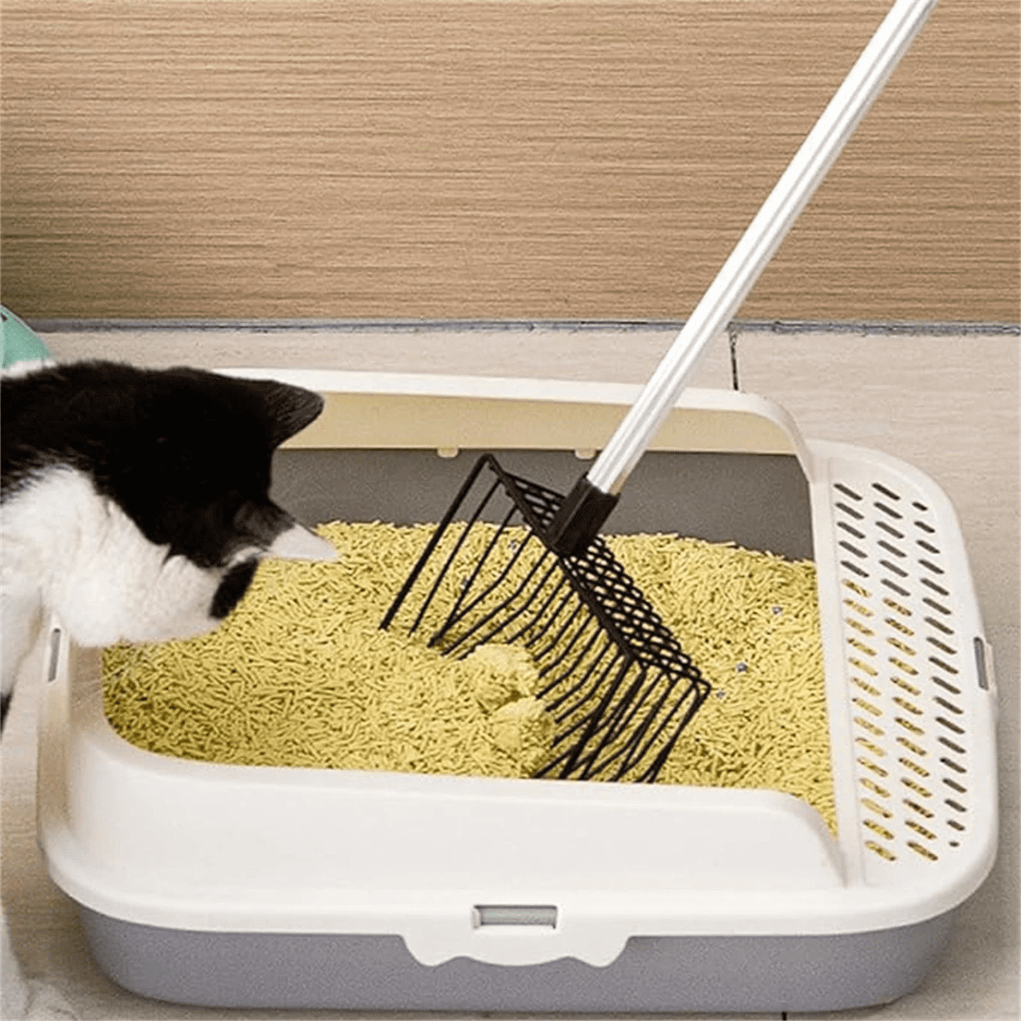 Chicken Poop, Litter Scoop, Chicken Poop , 41.9 Inch Hollow-Out Cat Litter Scoop With Adjustable Handle, Hanging Sifting Shovel