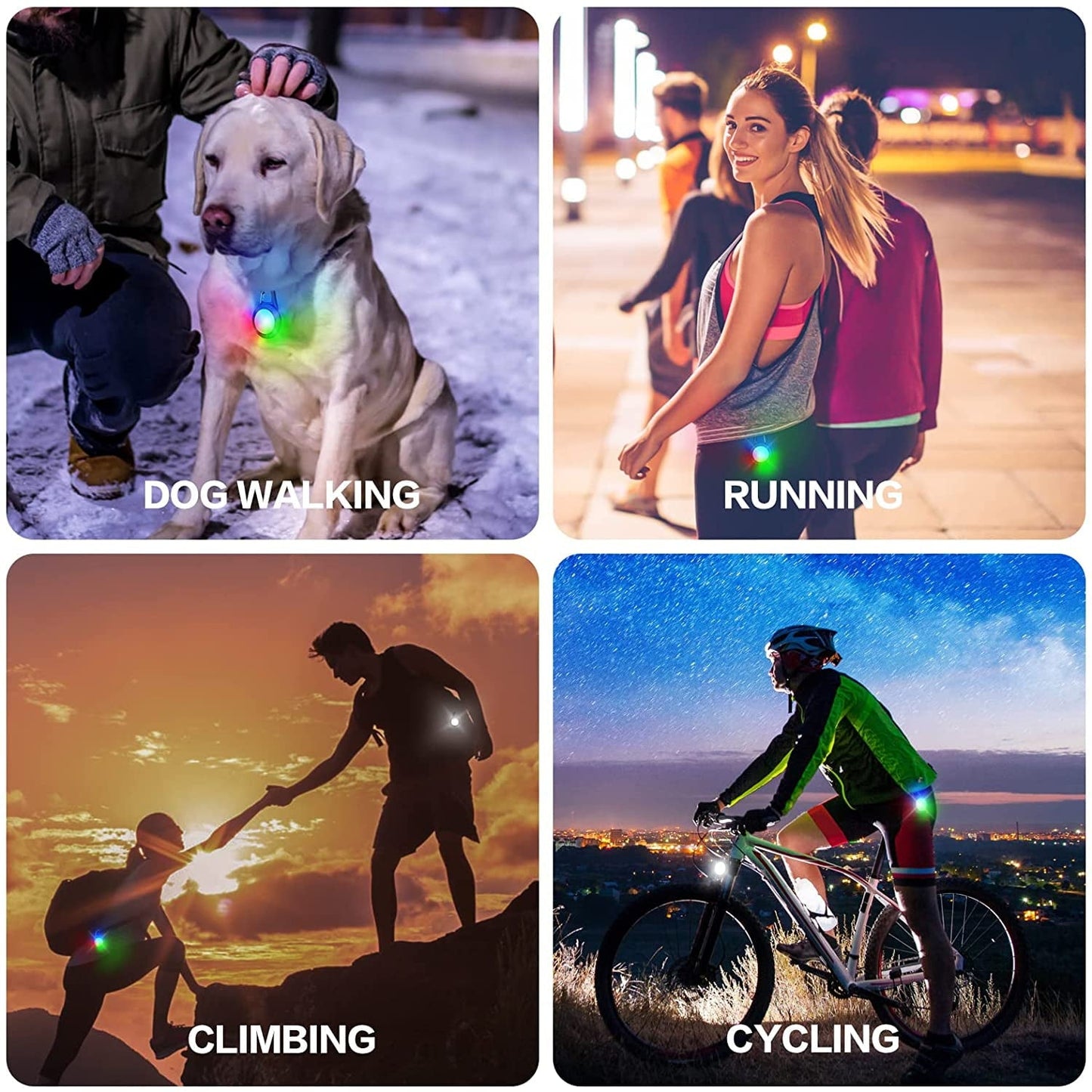 LED Dog Collar Light, 4pcs Dog Lights for Night Walking Camping Clip-on LED Dog Tag Light for Dog Collar