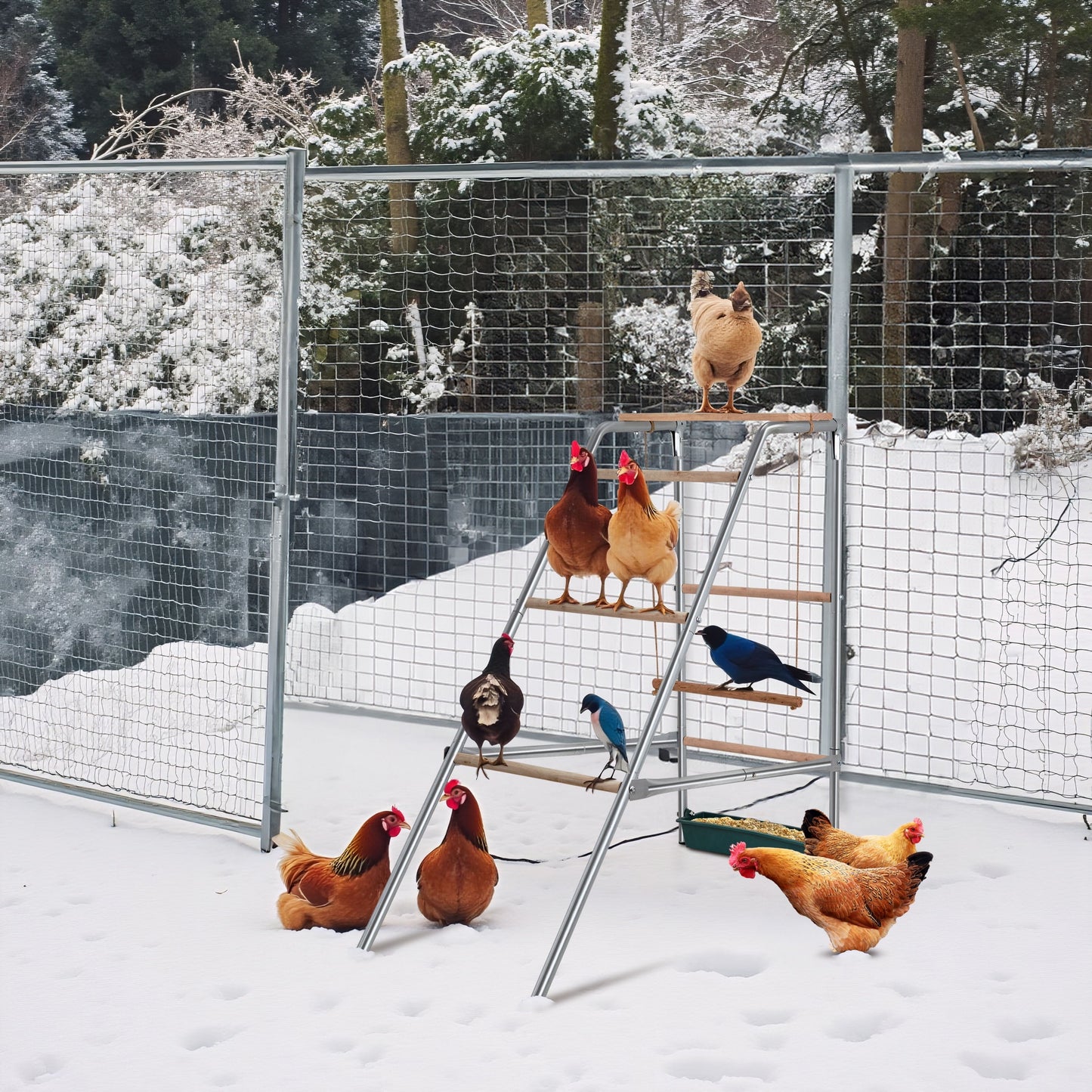 40" Wooden Chicken Roost Perch - Outdoor Poultry Resting Bar for Hens (40x20x39 Inch)