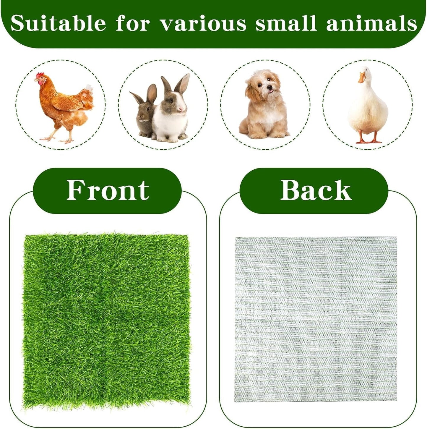 Katinyos 6 Pack Chicken Nesting Pads, Cuttable Nest Box Bedding for Laying Eggs, Washable Artificial Grass Carpet for Chickens Coop Garden Lawn
