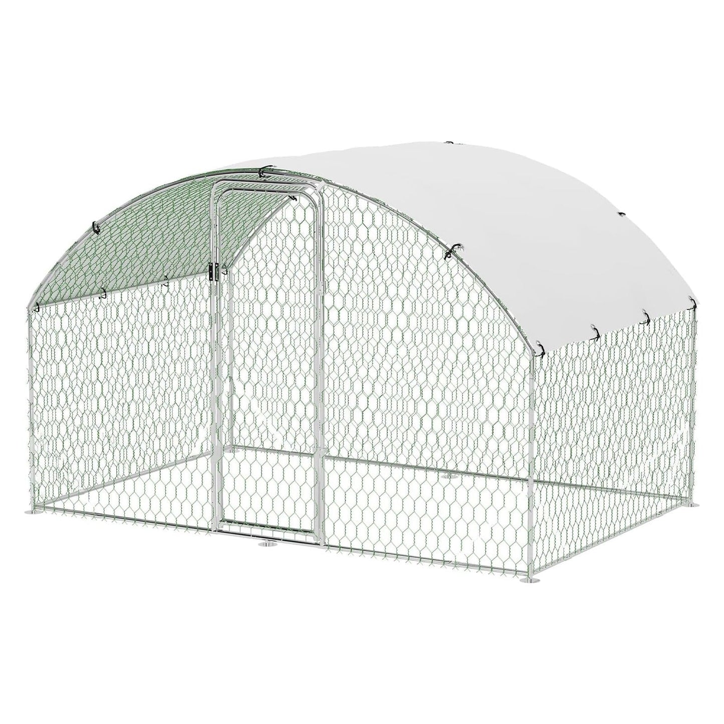 M optimized Large Metal Chicken Coop, Doom Roof Chicken Pen, Wire Mesh Chicken Run with Waterproof and Anti-UV Cover, Duck Rabbit House Outdoor, 9.8' x 6.5' x 6.5'