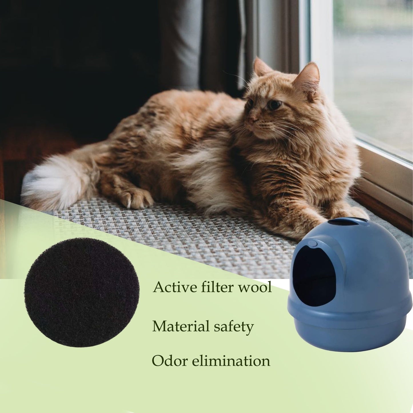 Genligt Activated Carbon Filters Compatible with Petmate Booda Dome Cat Litter Box, Replacement Official Size, 6 Pack