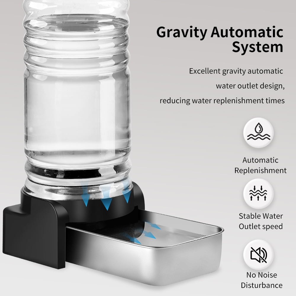 Marchul 2.3 Gallon Automatic Pet Waterer, Gravity Stainless Steel with 3 Replacement Filters for Dogs, 100% BPA Free, Large Capacity, 8.6L