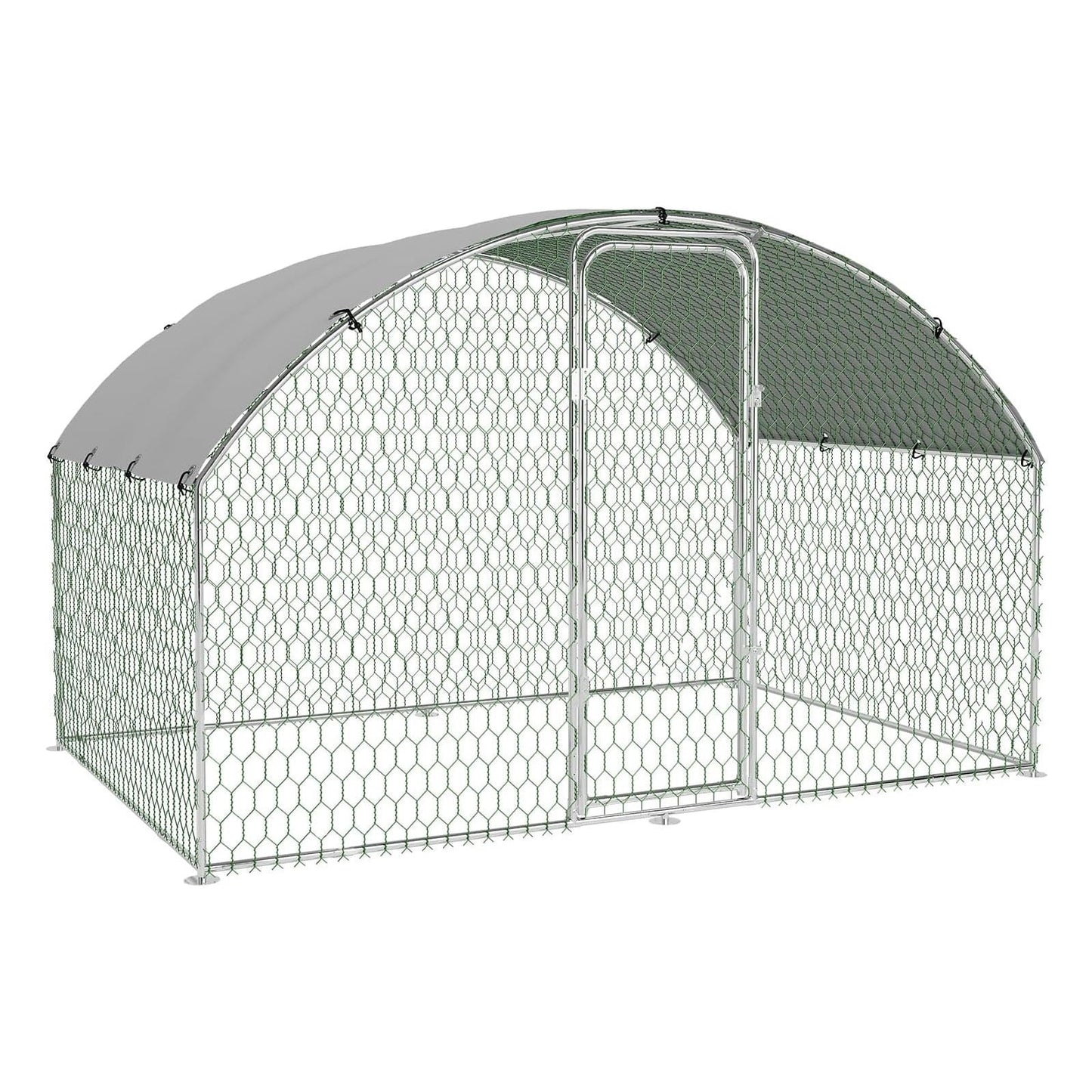 Large Metal Chicken Coop, Doom Roof Large Chicken Run for Yard, Walk-in Poultry Cage with Waterproof and Anti-UV Cover, Chicken Pen for Outdoor Backyard Farm