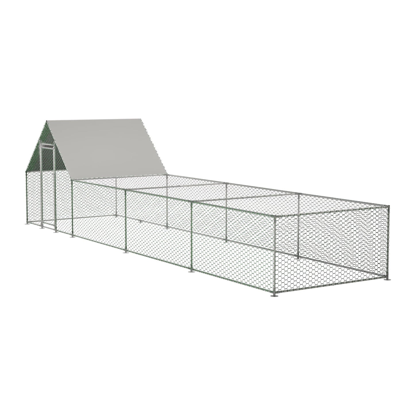 26'Lx6.7'Wx6.6' ft Metal Chicken Coop Run Backyard Hen House Poultry Habitat Cage w/Cover