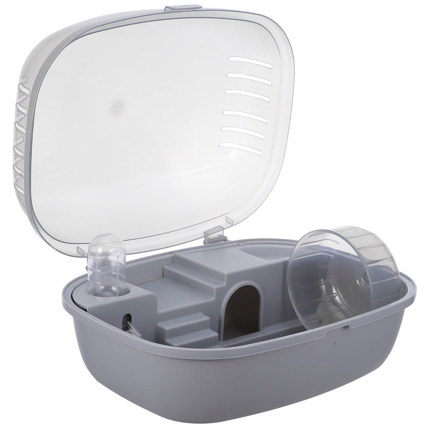 Masteelf Portable Hamster Carrier Cage in Grey Made of ABS for Indoor Home Use and Small Pets Storage