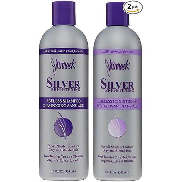 Jhirmack Silver Brightening Purple Shampoo and Conditioner Set for all types of silver, grey, blonde hair