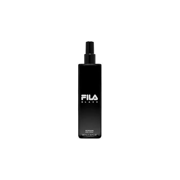 Fila BLACK for Men - Invigorating Spicy And Floral Fragrance For Him Extra Strength, Long Lasting Scent Payoff All-Day Wear Trendy, Rectangular, Streamlined, Portable Bottle Design 8.4 Oz