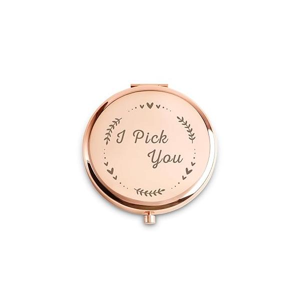 Aunt of The Groom Gifts, Personalized Engraved Compact Mirror, Best Presents for Bridal Shower, Wedding, Bachelorette Party