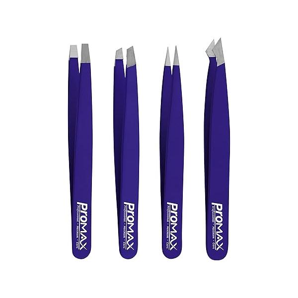 PromaxCare Tweezers Set - Professional Stainless Steel for Eyebrows Great Precision Facial Hair, Splinter and Ingrown Hair Removal (Green)