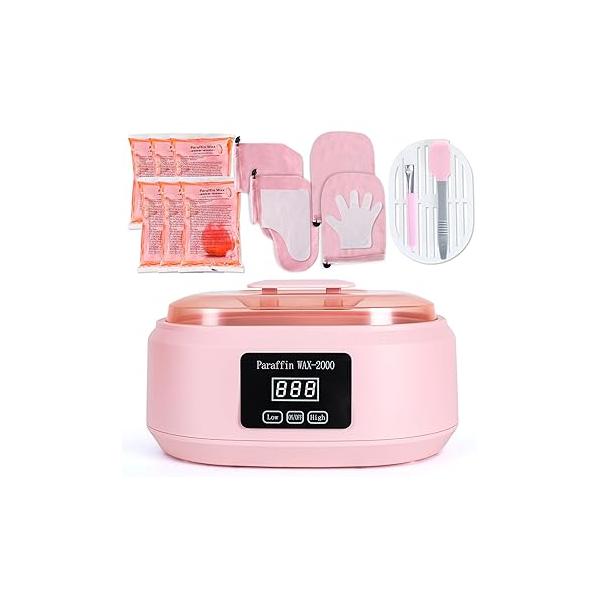 Paraffin Wax Machine for Hand and Feet - 3500ml Hot with 6 Pcs Bath Wax, Auto-time Keep Warm Machine(Pink)