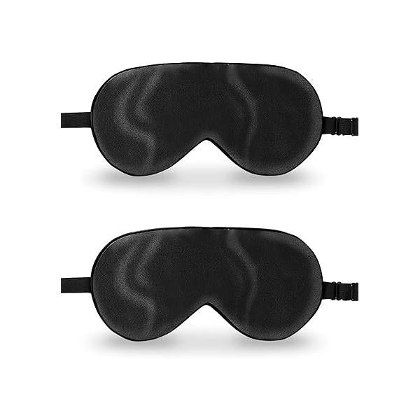 ZIMASILK 100% Natural Silk Sleep Mask Blindfold,Adjustable Super-Smooth Soft Eye for with Bag(Good Night - Black)