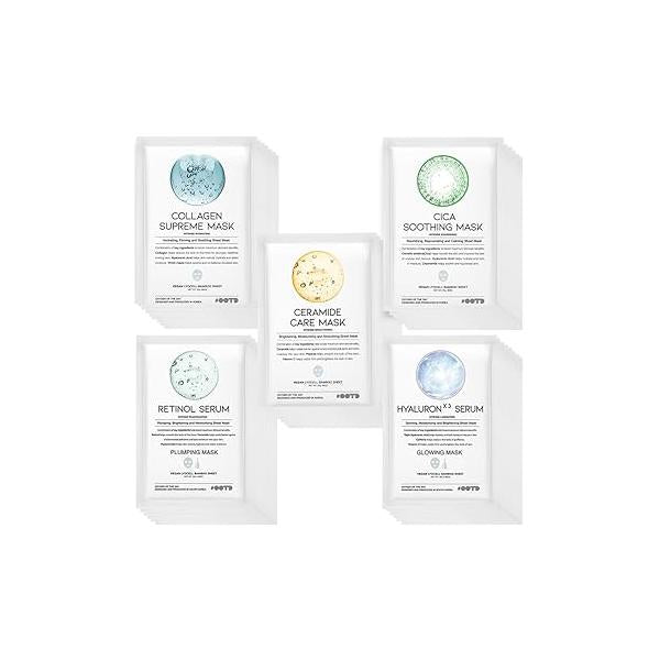 Collagen Hydrating Sheet Masks for Face Korean Anti Aging Mask Dry Skin & Sensitive Skin, EVE Vegan, Not Tested on Animals, No Parabens, Sulfates, Hyaluronic Acid, Witch Hazel 10EA
