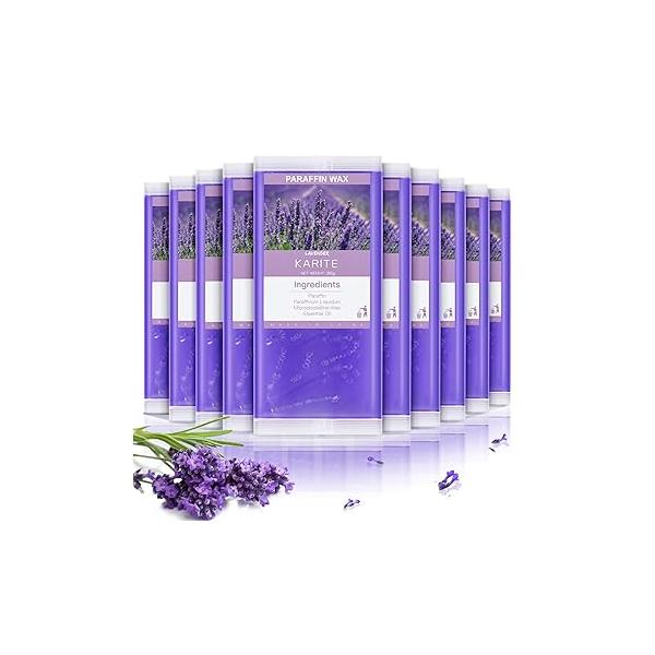 KARITE Paraffin Wax Refills, 10 Pack Beads Blocks for Bath, Machine Refills Hand Feet Dry Skin - Deep Moisturizing, Hydration and Nourishment (Unscented)