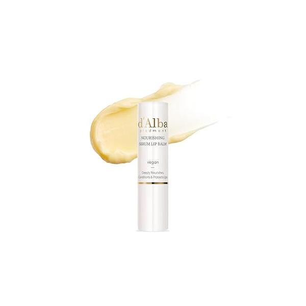 d'alba Piedmont Italian White Truffle Nourishing Serum Lip Balm, Vegan Skincare, Hydrating Care with Truffles for All Skin Types, Glowy Finish, Safe Sensitive