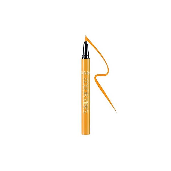 UV Neon Liquid Eyeliner, Matte Colored Eyeliner Pen, Waterproof Smudge-proof Pigmented Eye Liner, Glow Brightly Under Lights, Colorful Makeup For Rave Party Music Festival, Yellow