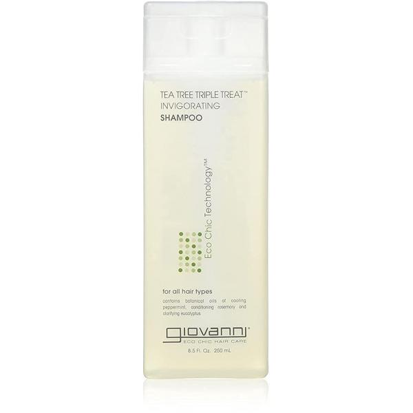 GIOVANNI Tea Tree Triple Treat Invigorating Shampoo - Cooling Peppermint, Eucalyptus & Rosemary, Helps Strengthen Rejuvenate Hair Scalp, Salon Quality, Paraben Free 8.5 oz (1 Pack)