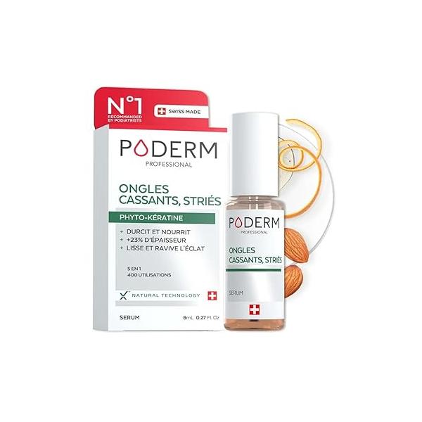PODERM - 100% NATURAL NAIL REPAIR - Revitalizes Damaged and Split Nails with Hydrating & Exfoliating Formula Effective Nail care : Also Acts as a Strengthener for Swiss Made