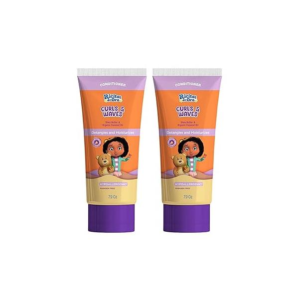 Ricitos de Oro Curl Conditioner: Hydrates Curls, Enhances Natural Patterns, Safe for All Hair Types, Keeps Curls Defined, Doesn't Weigh Down, Baby Products, Kids Conditioner, Size 7.9 Oz, 2-Pack