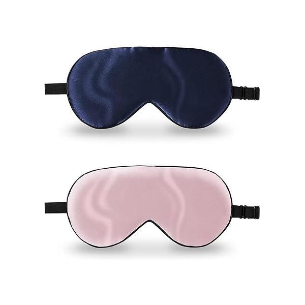 ZIMASILK 100% Natural Silk Sleep Mask Blindfold,Adjustable Super-Smooth Soft Eye for with Bag(Good Night - Black)