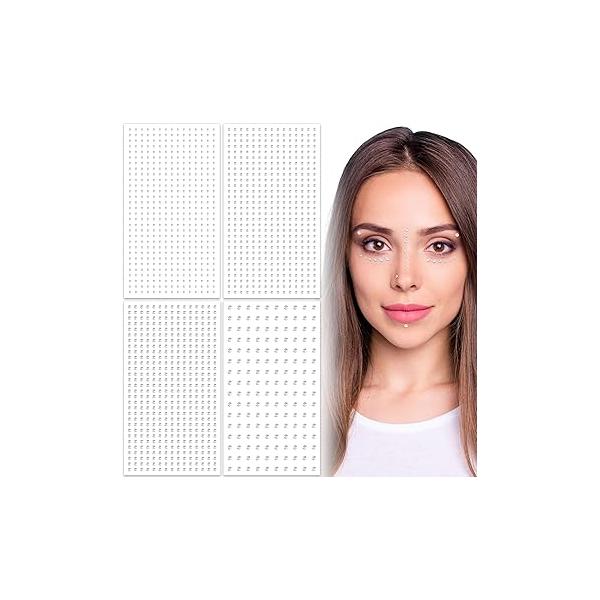 PAGOW 4 Sheets Star Face Gem Stickers, Adhesive Acrylic Jewelry, Multicolor Hair Gems Stick on, Festival Accessories for Women Nose Ear Eyes Eyebrow Make Up (6mm 8mm 10mm)