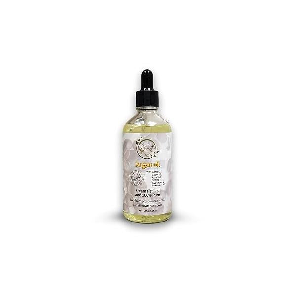 Argan Oil Blend with Castor, Coconut, Almond, Avocado, Lavender, Coffee Oils for Superior Hair Growth, Strengthening, and Scalp Health, 3.3 Fl Oz