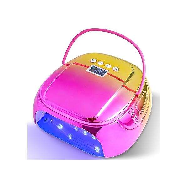LIMEGIRL Cordless Gel Nail Dryer - 126W Fast Curing UV Light for Nails with 45 Lamp Beads, Metal Mirror Base & Professional Manicure Pedicure Large Size, Portable Rechargeable Salon Use