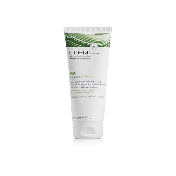 AHAVA Clineral Pso Scalp Cream Mask - Rich, creamy scalp mask to reduce irritations & dryness, hydrates nourishes the hair scalp, with Osmoter, Dead Sea Mud, Hippophae Grapefruit Oil, 6.8 Fl.Oz