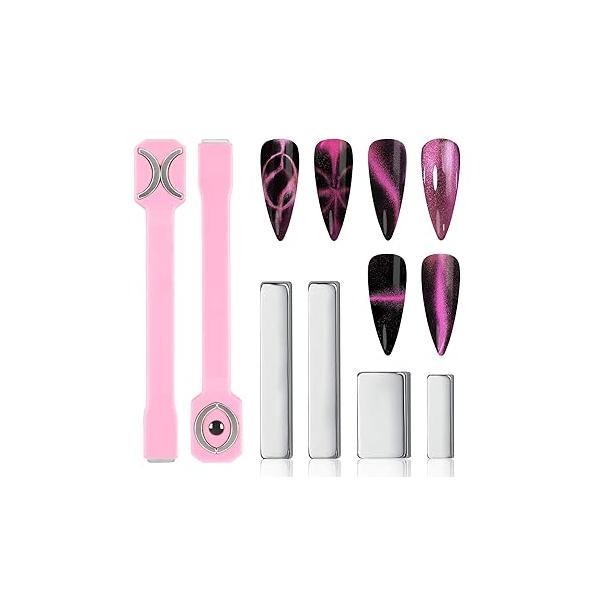 47Pcs Cat Eye Nail Magnet Kit, Square & Beads Nails, Strong Magnetic Set, DIY Home Salon Studio
