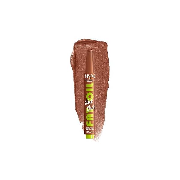 NYX PROFESSIONAL MAKEUP Fat Oil Slick Click, Lightweight, Buildable Pigmented Vegan Lip Balm - Group Chat (Nude)