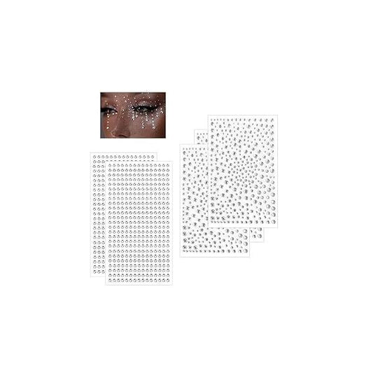 CAHIUYOA Face Hair Gems Rhinestones Stickers Self Adhesive Eye Jewels for Kids Women 3/4/5/6 MM DIY Stick on Makeup, Face, Eye, Body, Nail