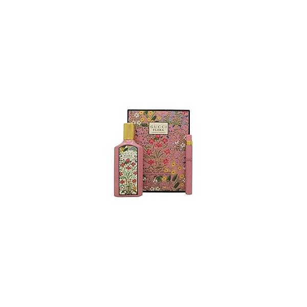 Gucci Flora Gorgeous Gardenia Gift Set for Women Eau de Parfum Spray 3.3 Ounce + Travel spray EDP 0.33 Oz