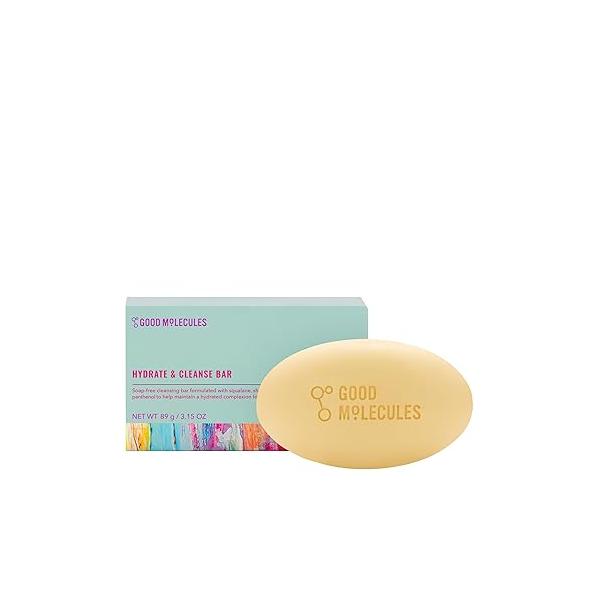 Good Molecules Hydrate and Cleanse Bar - Soap Free with Shea Butter Macadamia Seed Oil for Ultra Hydrating Body Face Moisturizer Skin Care