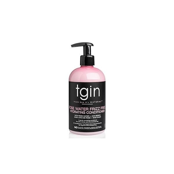 tgin Rose Water Frizz-Free Hydrating Conditioner, for Curly, Coily and Wavy Hair, with Acai Berry, Moisturizes Low Porosity 13 oz