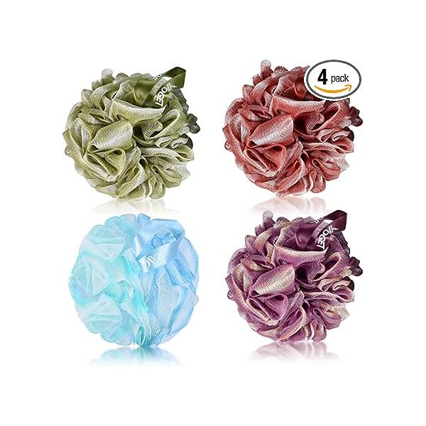 Yoget 4 Pack Bath Loofah Sponge, Color 60G Sponge,Exfoliate, Cleanse, Soothe Skin