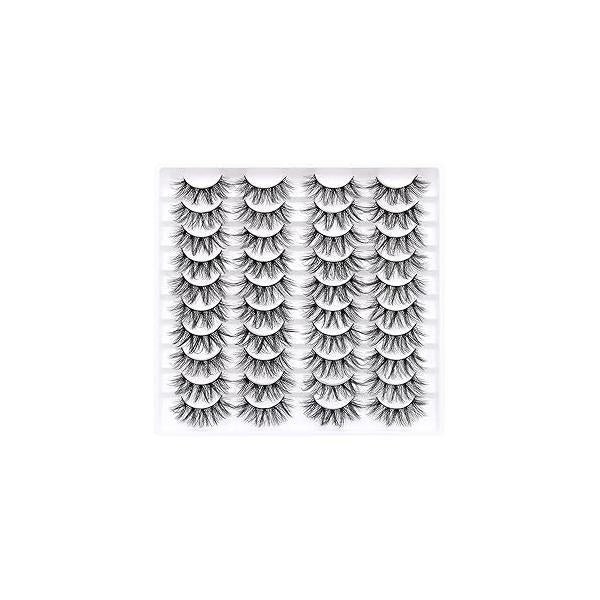 False Eyelashes 20 Pairs Wispy Lashes Faux Mink 14mm 3D Fluffy Cat Eye （style 20-061)