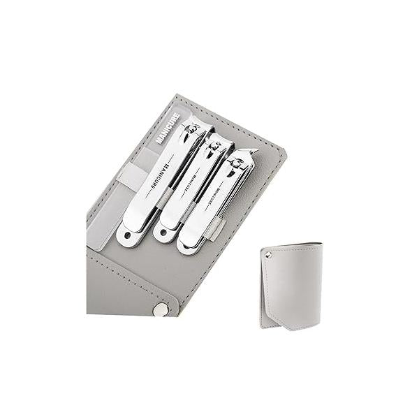 Manicure Set,Personal Care Nail Clipper Kit Stainless Steel Kit, Professional Grooming Kits, Tools with Case (Grey 4 Pcs)