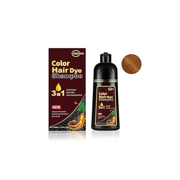 Herbal Black Hair Dye Shampoo 3 in 1 for Gray Hair, Instant Color Women & Men, 100% Grey Coverage 500ML