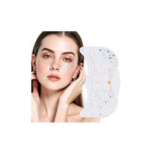 6 PCS Glitter Freckles Face Patches, Fake Freckles, Gold Freck Faux Patches Sparkle Makeup Patches,Freckles Sticker for Women,Freckle Accessories Festiv