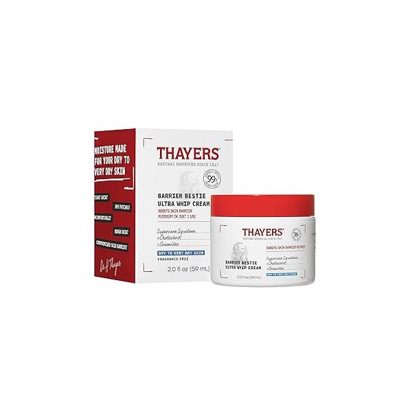 THAYERS Barrier Bestie Ultra Whip Face Cream, Moisturizer with Sugarcane Squalane and Ceramides, Skin Care for Dry to Very Skin, 2.0 Oz
