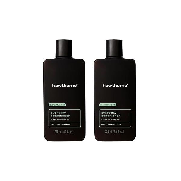 Hawthorne Men's Everyday Conditioner. For Stronger, Smoother, Healthier Hair with Plant-Derived Glycerin. Mint and Eucalyptus Scent. Natural, Sulfate Free, Paraben Free. 2-Pack.