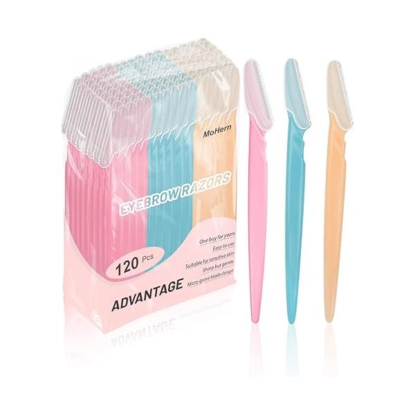MoHern Dermaplane Razor, 60 Pcs Face Razors for Women and Men, Multipurpose Eyebrow Dermaplaning Tool Multi-Color