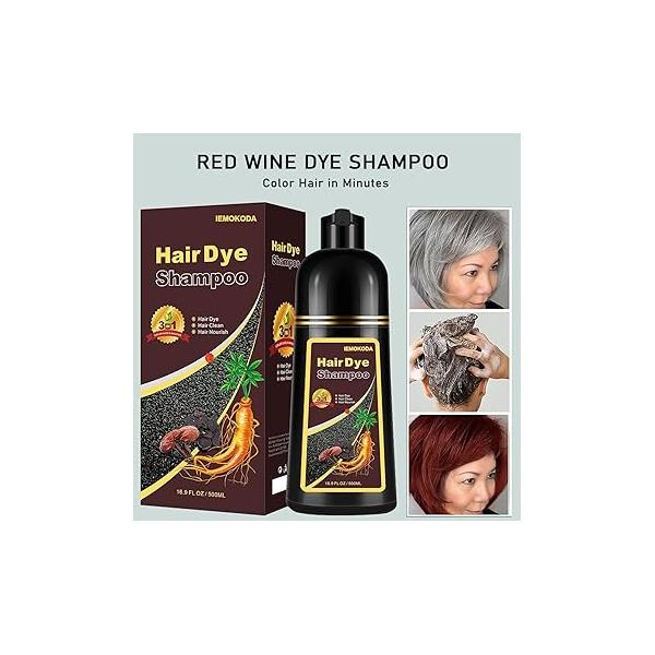 Herbal Light Brown Hair Color Shampoo - 3 in 1 Lasting Dye for Women & Men, 17.60 Fl Oz